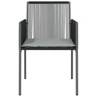 Tuinstoelen 4 st met kussens 54x60,5x83,5 cm poly rattan zwart - thumbnail