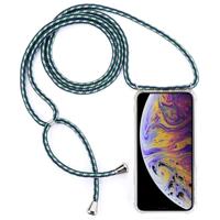 Vierhoek anti-val transparante TPU mobiele telefoon geval met Lanyard voor iPhone XS Max (groen wit blauw) - thumbnail