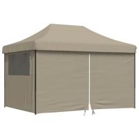 VidaXL Partytent inklapbaar pop-up met 4 zijwanden taupe - thumbnail