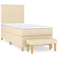 Boxspring met matras stof crèmekleurig 90x200 cm - thumbnail