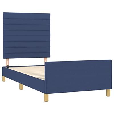 Bedframe zonder matras 90x200 cm stof blauw