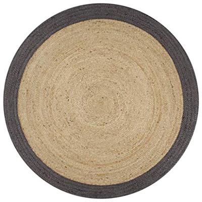 VidaXL Vloerkleed handgemaakt met donkergrijze rand 120 cm jute