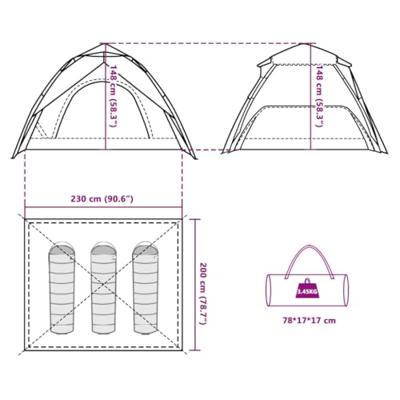 VidaXL Koepeltent 3-persoons snelontgrendeling blauw VidaXL Koepeltent 3-persoons snelontgrendeling blauw