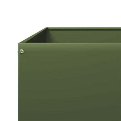 VidaXL Plantenbak verhoogd 100x100x26 cm staal olijfgroen