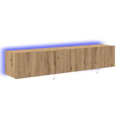 Tv-wandmeubels 2 st met LED 80x35x31 cm artisanaal eiken