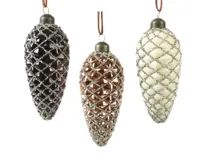 Decoris kerstornament glas dennenappel 12cm - thumbnail