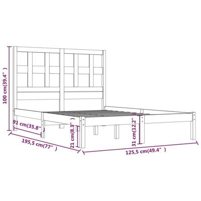 Bedframe zonder matras massief grenenhout wit 120x190 cm