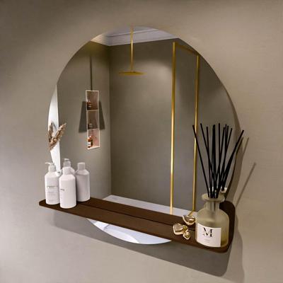 MONDIAZ SPOT spiegel rond 80cm met Spiegelplanchet kleur Rust.