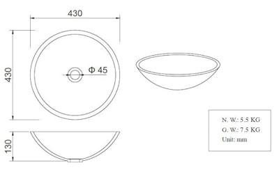 Opzetfontein Wiesbaden Solid Surface Rond 43x43x13 cm