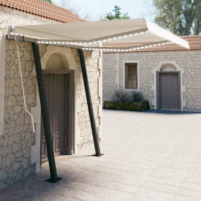 Luifel handmatig uittrekbaar met LED 3x2,5 m crèmekleurig