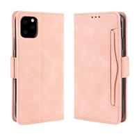 Portemonnee stijl huid gevoel kalf patroon lederen draagtas voor iPhone XI 2019 met aparte kaartsleuf (roze) - thumbnail