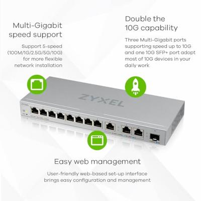Zyxel XGS1250-12 Managed 10G Ethernet (100/1000/10000) Grijs Zyxel XGS1250-12 Managed 10G Ethernet (100/1000/10000) Grijs