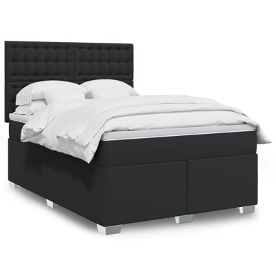 Boxspring met matras kunstleer zwart 140x200 cm