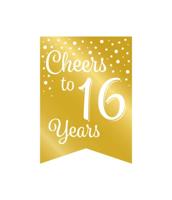 Verjaardagsslinger Vaandel 16 jaar Goud/Wit (6m) - thumbnail