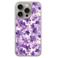 iPhone 15 Pro Max hybride hoesje - Floral violet - thumbnail