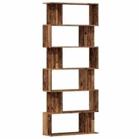 Boekenkast 80x24x192 cm bewerkt hout oud houtkleurig - thumbnail