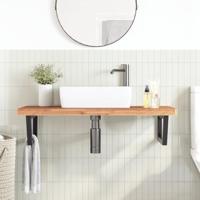 Badkamer wandschap staal en massief beukenhout - thumbnail