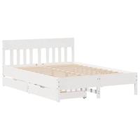 Bedframe zonder matras massief grenenhout wit 135x190 cm - thumbnail