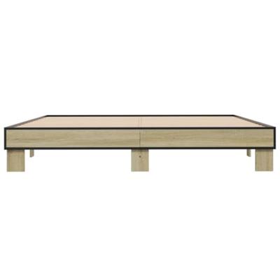 Bedframe bewerkt hout metaal sonoma eikenkleurig 160x200 cm