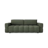 4-zits slaapbank in walnoten kast met olijfgroene geweven stof - thumbnail