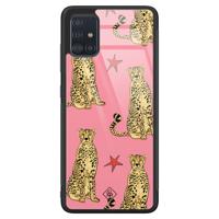 Samsung Galaxy A51 glazen hardcase - The pink leopard - thumbnail