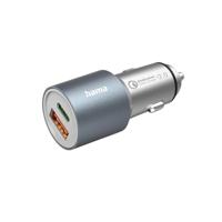 Hama Auto-oplader, USB-C/USB-A, (1x20W PD, 1x18W QC), 38W Oplader Grijs - thumbnail