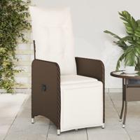Tuinstoel verstelbaar met kussens poly rattan bruin - thumbnail