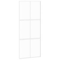 VidaXL Schuifdeur 90x205 cm gehard glas en aluminium wit - thumbnail