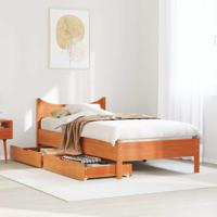 Bedframe met lades massief grenenhout wasbruin 100x200 cm - thumbnail