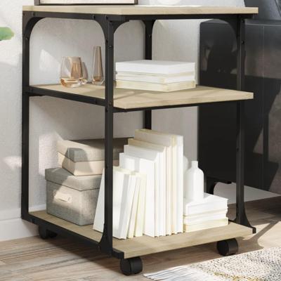 Printerkastje 3-laags 43x48x64 cm bewerkt hout sonoma eiken