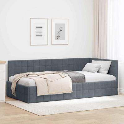 Hoekbedframe met hoofdeinde Donkergrijs 100 x 200 cm Fluweel