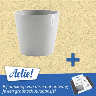 Ecopots Amsterdam kunststof bloempot Grijs/Wit - Ø 36,6 cm
