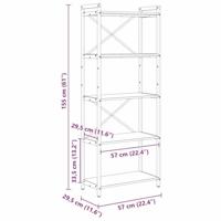 Boekenkast artisanaal eikenkleurig 60 x 30 x 153 cm - thumbnail