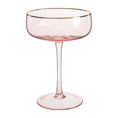 Champagnecoupe gouden rand - roze - 220 ml Champagnecoupe gouden rand - roze - 220 ml