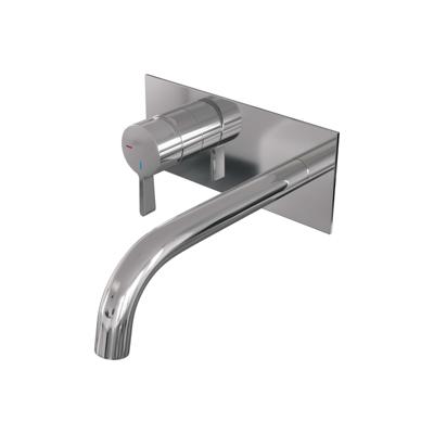 Chrome Edition inbouw wastafelmengkraan met gebogen uitloop en afdekplaat - Model E2 chroom