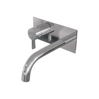 Chrome Edition inbouw wastafelmengkraan met gebogen uitloop en afdekplaat - Model E2 chroom - thumbnail