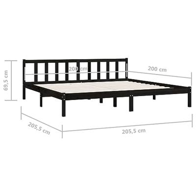 Bedframe massief grenenhout zwart 200x200 cm Bedframe massief grenenhout zwart 200x200 cm