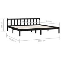 Bedframe massief grenenhout zwart 200x200 cm - thumbnail