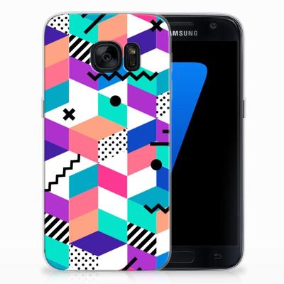 Samsung Galaxy S7 | TPU Hoesje | Blokken Kleurrijk Samsung Galaxy S7 | TPU Hoesje | Blokken Kleurrijk
