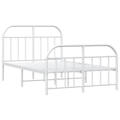 Bedframe met hoofd- en voeteneinde metaal wit 120 x 190 cm - thumbnail