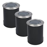 Set van 3 Lilly LED Grondspots - Dimbaar - Kantelbaar - GU10 fitting - Rond - IK10 - Tuinspot - Oprit - RVS - IP67 waterdicht - thumbnail