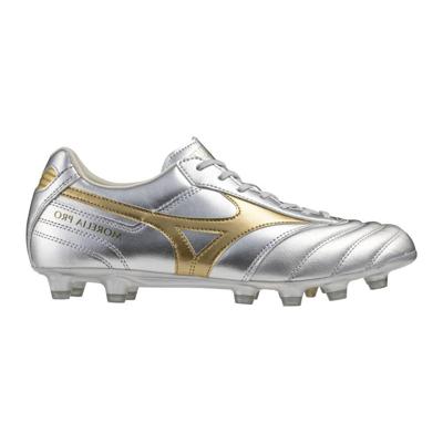 Mizuno Morelia II Pro Gras Voetbalschoenen (FG) Zilver Goud