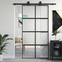 VidaXL Schuifdeur 102,5x205 cm gehard glas en aluminium zwart - thumbnail