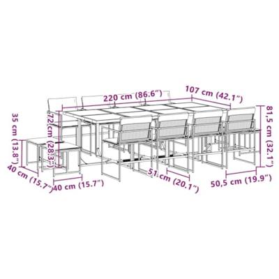 13-delige Tuinset met kussens textileen wit