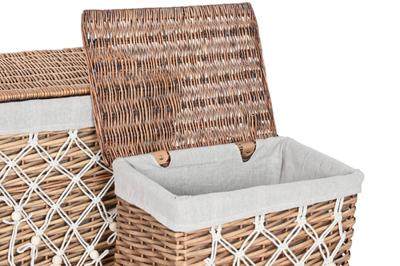 Wasmand Home ESPRIT Wit Natuurlijk vlechtwerk Shabby Chic 47 x 35 x 55 cm 5 Onderdelen - thumbnail