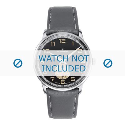 Junghans horlogeband 027/3607.00 Leder Grijs 20mm + wit stiksel