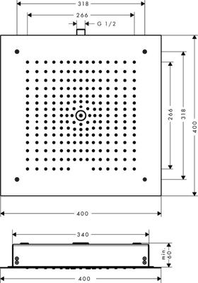 Hansgrohe Raindance e hoofddouche voor inbouw vierkant 40cm chroom 26252000 Hansgrohe Raindance e hoofddouche voor inbouw vierkant 40cm chroom 26252000