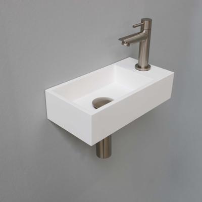 Fonteinset INK Versus 36x18x9 cm Polystone Mat Wit Met Kraangat Rechts Brushed Nickel Fonteinset INK Versus 36x18x9 cm Polystone Mat Wit Met Kraangat Rechts Brushed Nickel
