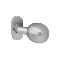 Knop bol/schuin vast op rozet ovaal 4mm RVS - thumbnail