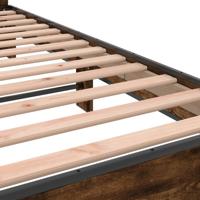 Bedframe bewerkt hout metaal gerookt eikenkleurig 140x190 cm - thumbnail